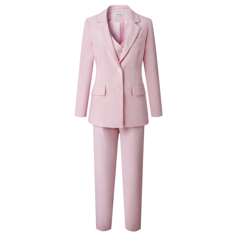 Star Same Style Pink Suit Female British Style 2023 New Small Fragrance Suit Jacket Vest Three-piece Set