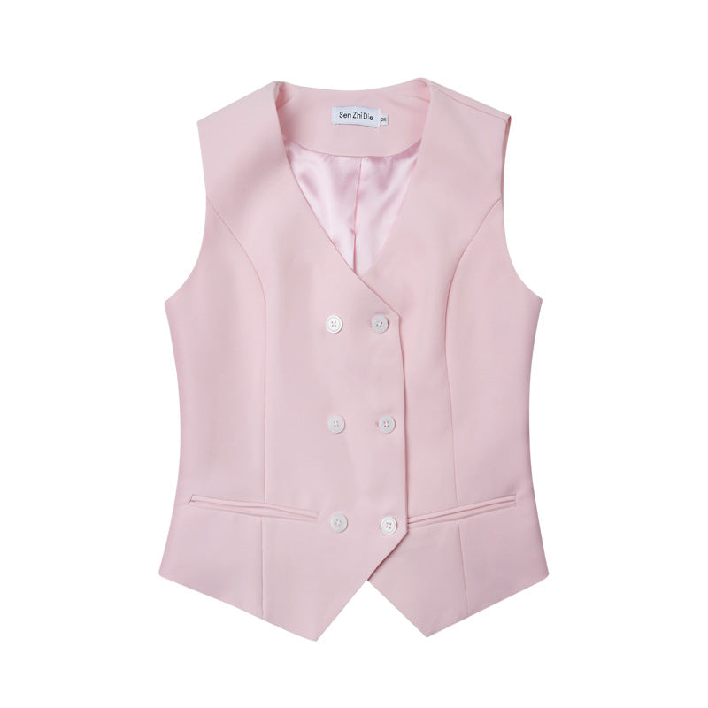 Star Same Style Pink Suit Female British Style 2023 New Small Fragrance Suit Jacket Vest Three-piece Set