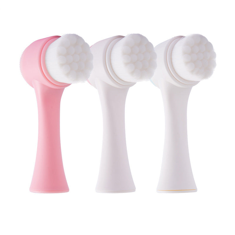 3D Double-sided Face Wash Brush Soft Hair Silicone Household Manual