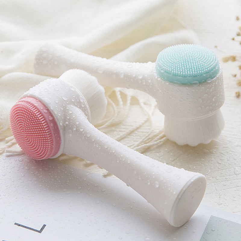 3D Double-sided Face Wash Brush Soft Hair Silicone Household Manual