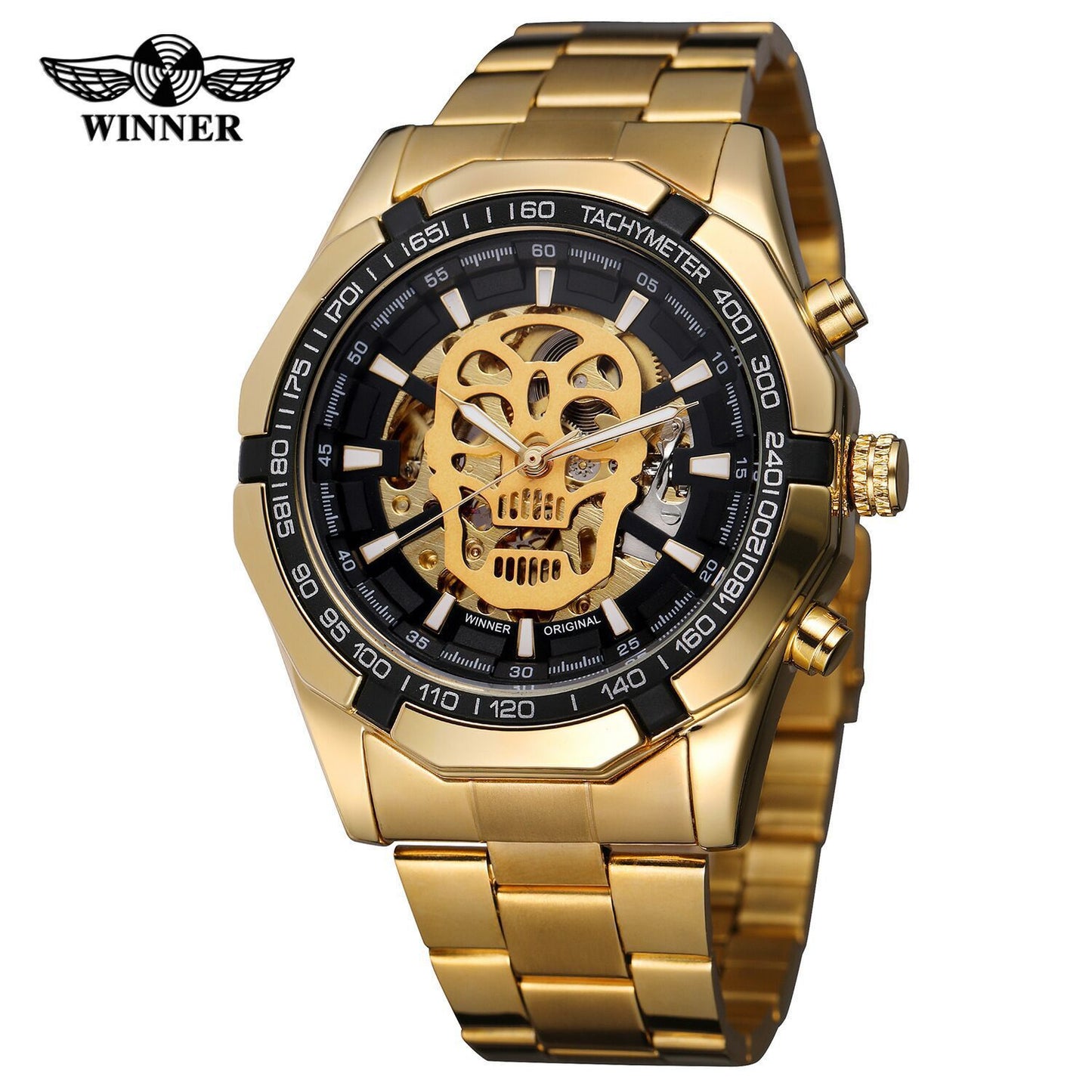 European And American Men&#039;s Fashionable And Casual Luminous Skull Hollow Automatic Mechanical Watch