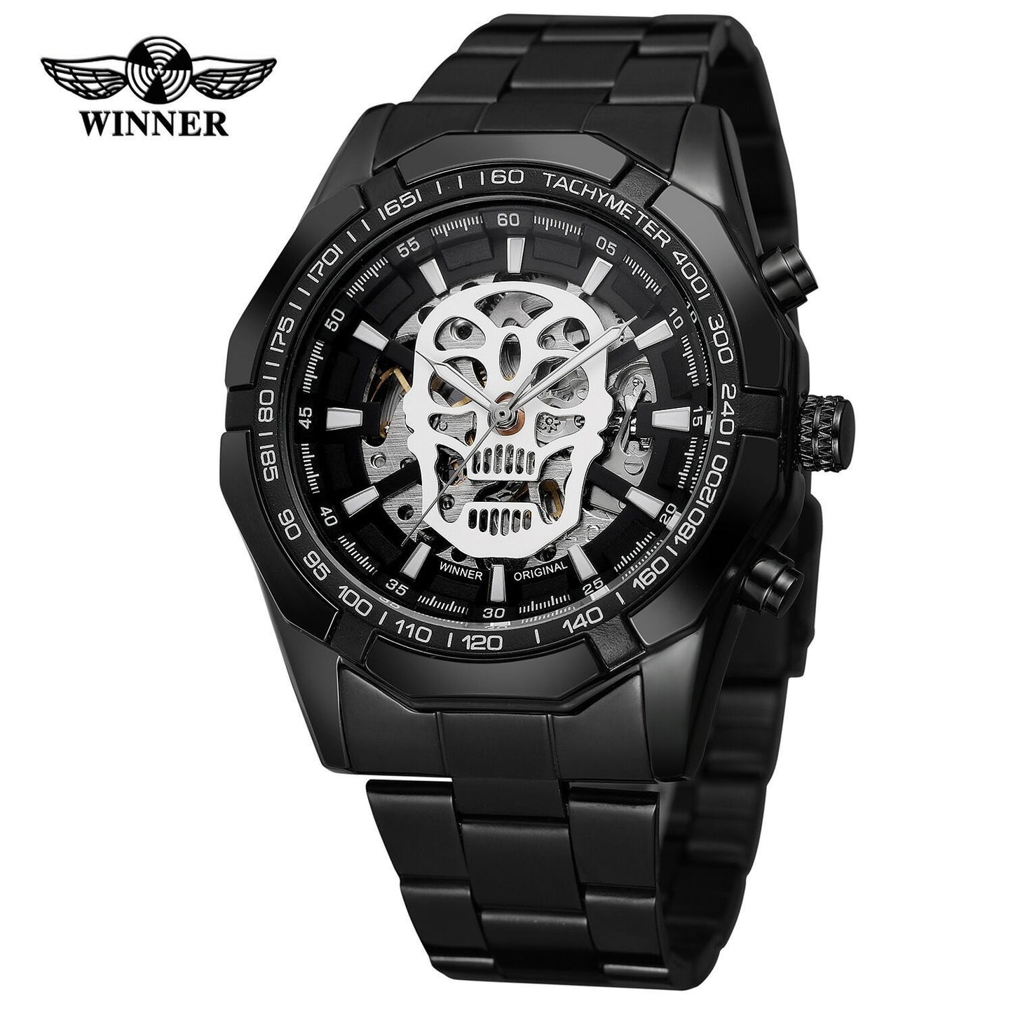 European And American Men&#039;s Fashionable And Casual Luminous Skull Hollow Automatic Mechanical Watch