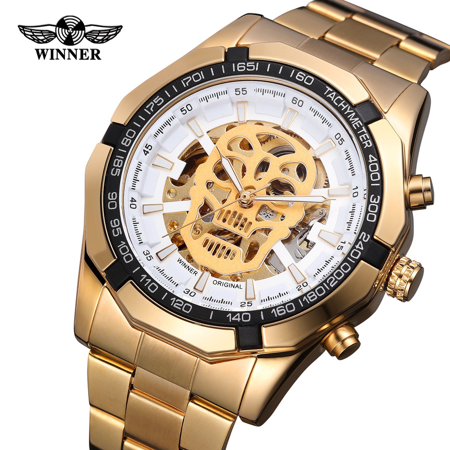 European And American Men&#039;s Fashionable And Casual Luminous Skull Hollow Automatic Mechanical Watch