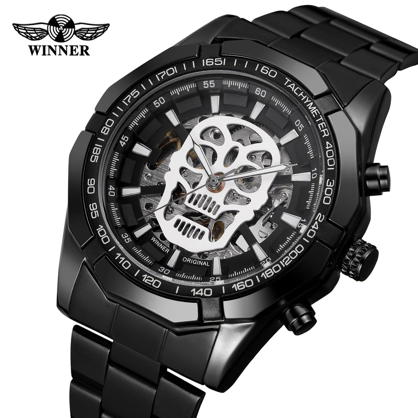 European And American Men&#039;s Fashionable And Casual Luminous Skull Hollow Automatic Mechanical Watch