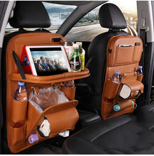 PU Leather Car Storage Bag – Waterproof Seat Back Organizer with Multifunction Tray