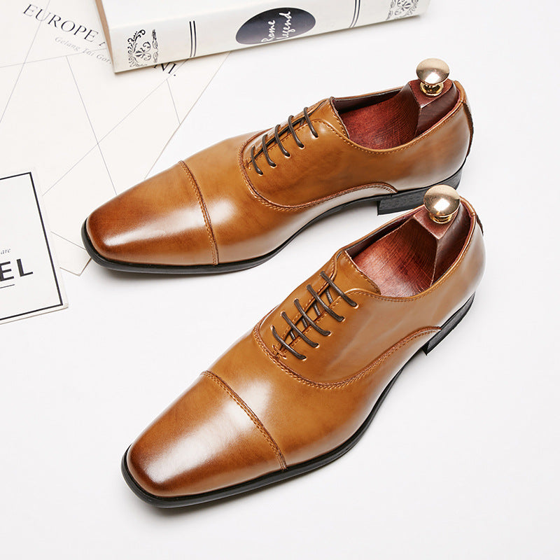 New Japanese Business Leather Dress Shoes Men&#039;s Lace-up Non-commissioned Officer Wedding Shoes Three-joint Oxford Shoes British