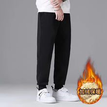 2022 New Sports Velvet Pants Men's Fleece-lined Thickened Loose Leg Sports Casual Trousers Winter Large Size