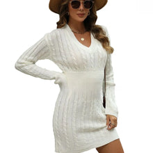 2023 Autumn And Winter Foreign Trade Cross-border Women's Sweater Waist Twist Hip Dress European And American Fashion Knitted Dress