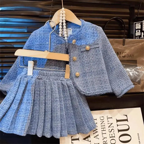 2024 Girl's French Style Chanel Style High-end Short Skirt Suit Autumn Girl's Elegant Coat Skirt Two-piece Set