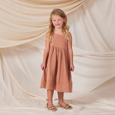 2024 Summer New Double Layer Zou Cloth Cut Flower Strap Dress Girl's Lively Cute Lace-up Sleeveless Dress For Women