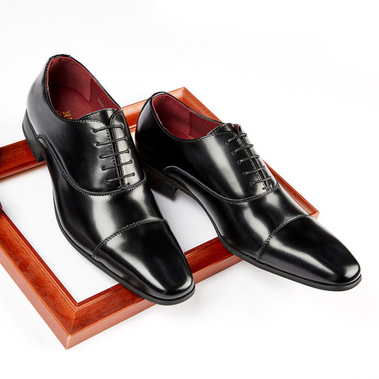 New Japanese Business Leather Dress Shoes Men&#039;s Lace-up Non-commissioned Officer Wedding Shoes Three-joint Oxford Shoes British