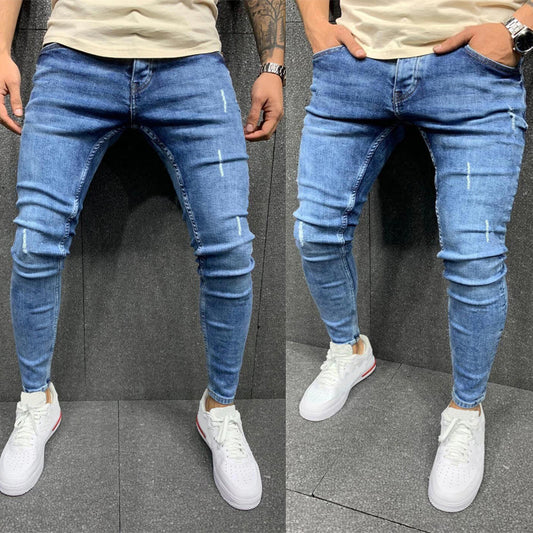 Foreign Trade High Quality Men&#039;s Rubbed Feet Stretch Jeans Amazon Skinny Jeans Men&#039;s Jeans