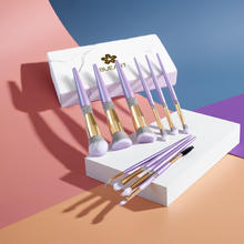 10 Lilac Purple With Diamond Cosmetic Brush Set Cosmetic Brush Tool Storage Bucket | Lilac Purple Cosmetic Brush Set |