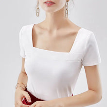 95 CoTTon Square Collar T-shirT Women's ShorT-sleeved T-shirT Half-sleeved Slim Sexy Top Summer 2024 ReTro Women's VersaTile New STyle