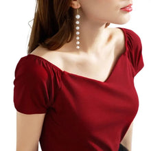 95 CoTTon Square Collar T-shirT Women's ShorT-sleeved T-shirT Half-sleeved Slim Sexy Top Summer 2024 ReTro Women's VersaTile New STyle