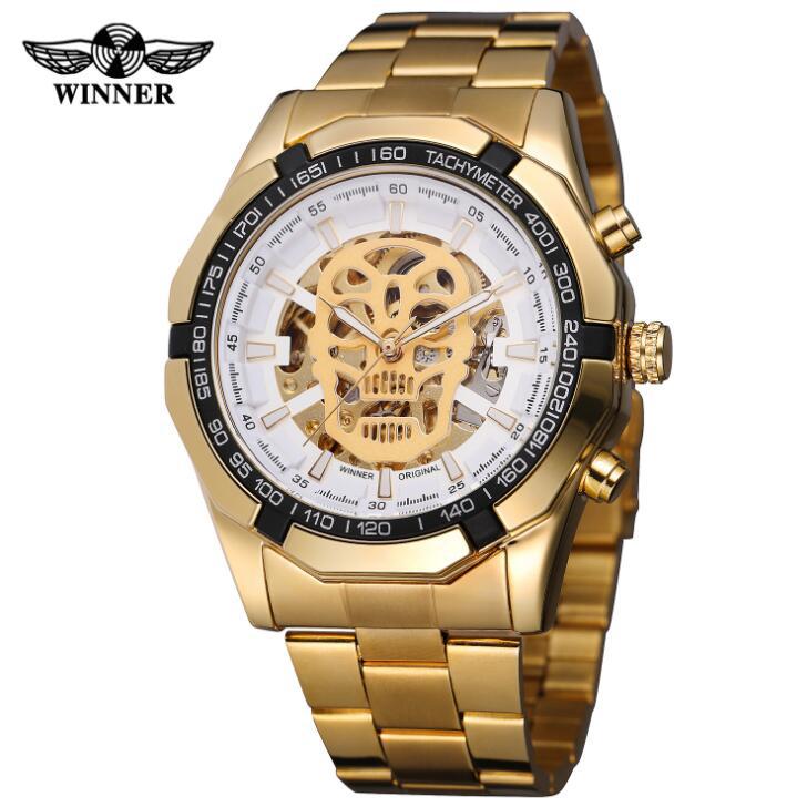 European And American Men&#039;s Fashionable And Casual Luminous Skull Hollow Automatic Mechanical Watch