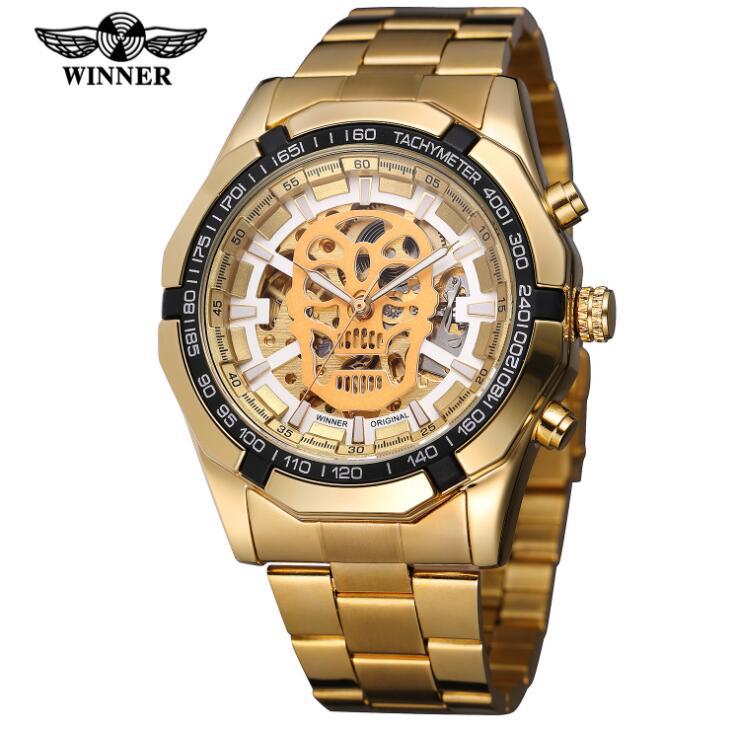 European And American Men&#039;s Fashionable And Casual Luminous Skull Hollow Automatic Mechanical Watch