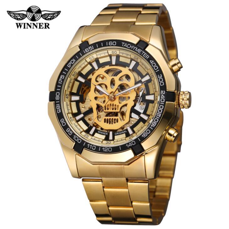 European And American Men&#039;s Fashionable And Casual Luminous Skull Hollow Automatic Mechanical Watch