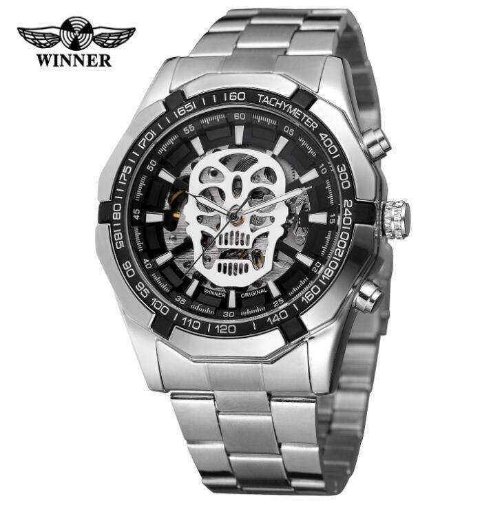 European And American Men&#039;s Fashionable And Casual Luminous Skull Hollow Automatic Mechanical Watch