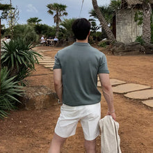 ASCLO Summer Korean New Knitted Short-sleeved Polo Collar Top Korean Breathable Casual Simple Loose T-shirt For Men