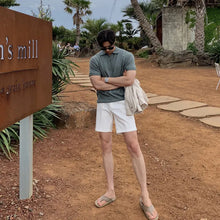 ASCLO Summer Korean New Knitted Short-sleeved Polo Collar Top Korean Breathable Casual Simple Loose T-shirt For Men