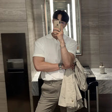 ASCLO Summer Korean New Knitted Short-sleeved Polo Collar Top Korean Breathable Casual Simple Loose T-shirt For Men