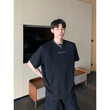 American Heavy Half Original Design Sense T-shirt Men's Summer Multi-level Structure Shoulder Pad Short Sleeve European And American High Street