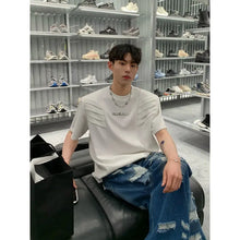 American Heavy Half Original Design Sense T-shirt Men's Summer Multi-level Structure Shoulder Pad Short Sleeve European And American High Street