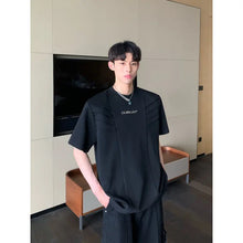 American Heavy Half Original Design Sense T-shirt Men's Summer Multi-level Structure Shoulder Pad Short Sleeve European And American High Street