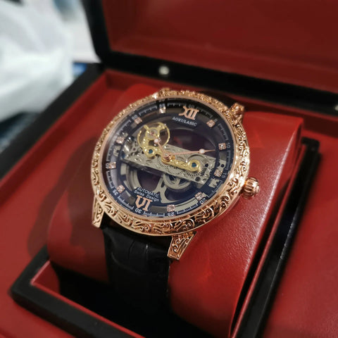 Augustus Fully Automatic Mechanical Watch Business Casual Waterproof Men's Watch Luminous Leather Hollow