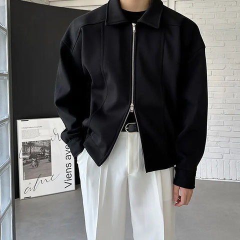 Autumn And Winter New Men's All-match Woolen Short Coat Korean Lapel Loose Top Casual High-grade Jacket