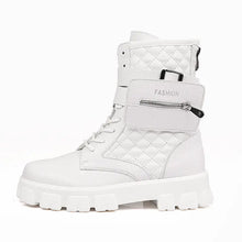 Autumn Men's Explosions Martin Boots White High Top Retro Fashion Show Trendy Pocket Motorcycle Boots