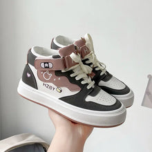 Black And White High-top Shoes 2024 New White Shoes Women's Shoes Cute Student Sports Casual Board Shoes National Fashion Women's All-match