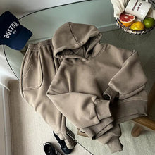 Boys And Girls Autumn And Winter Fleece-lined Padded Vests Suit 2024 New Children's Sports Western Style Leisure Two-piece Suit