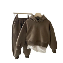 Boys And Girls Autumn And Winter Fleece-lined Padded Vests Suit 2024 New Children's Sports Western Style Leisure Two-piece Suit