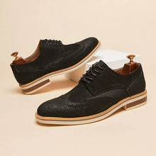 British Retro New Leather Cow Suede Brogue Carved Formal Suit Business Men's Leather Shoes Casual All-match