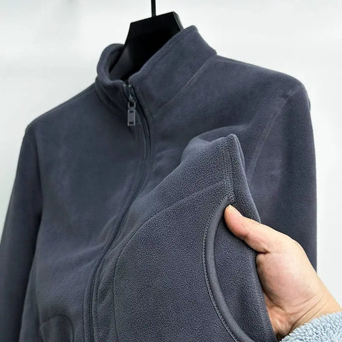 Clearance Clearance Foreign Trade Tail Single And Double-sided Polar Fleece Sweatshirt Men's Zipper Cardigan Autumn And Winter Warm Stand-up Collar Jacket