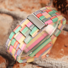 Couple Watch Creative Fashion Colorful Bamboo Wood Carving Surface Male And Female Couple Quartz Wooden Watch