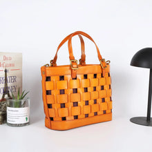 First Layer Vegetable Tanned Leather Handmade Woven Bag Artistic Vintage Cowhide Women's Bag Fashionable Shoulder Vegetable Basket Handbag