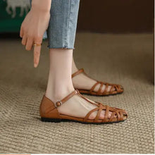 Flat Shoes Women's  Spring And Summer New Fashion Hollow Breathable Korean Style One-word Buckle Fashion Shoes Spot Women's Shoes