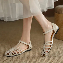 Flat Shoes Women's  Spring And Summer New Fashion Hollow Breathable Korean Style One-word Buckle Fashion Shoes Spot Women's Shoes