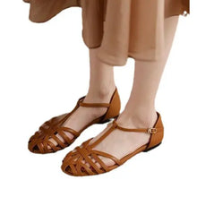 Flat Shoes Women's  Spring And Summer New Fashion Hollow Breathable Korean Style One-word Buckle Fashion Shoes Spot Women's Shoes