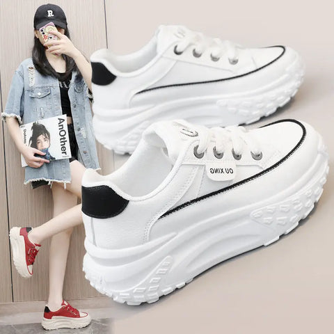 HY906 New Simple Women's Shoes 2023 Autumn Korean Style Breathable Heightened Platform Sports Casual Shoes Board Shoes For Students