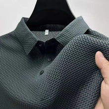 High-end Mesh Ice Silk Short-sleeved Summer Men's Shirt Collar Solid Color Paul Slip Material Polo Shirt Half-sleeved Men's Clothing