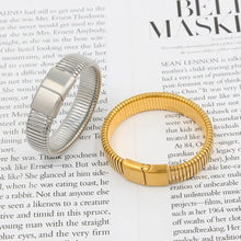 Hip-hop Hot Style Stainless Steel Fine Polished Side Pull Magnetic Buckle Elastic Wide Face Bracelet Middle Texture Couple Design Bracelet