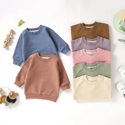 INS Hot Selling Baby Sweatshirt GOTS Certified Long Sleeve Sweatshirt Organic Cotton Children's Sweatshirt Woolen Cloth Children's Sweatshirt