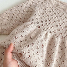 INS Style Korean Style Girls' Sweater Skirt Baby Cotton Vintage Hollow Puff Sleeve Knitted Dress