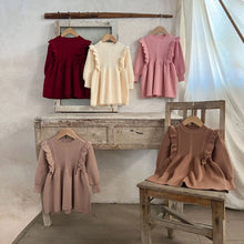 Ins Korean Style Girls' Baby Cotton Wool Woven Autumn And Winter Warm Dress Childs Sweater Skirt Outfit