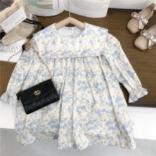 Korean Style Children's Clothing New Girls' Autumn Clothing Suit Little Girl Western Style Floral Long Sleeve Dress Knitted Vest Foreign Trade