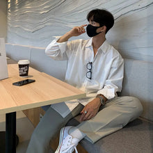 MYQ Shirt Long Sleeve Men's Autumn Loose Korean Style High-grade Shirt Light Mature Style Casual Solid Color Shirt